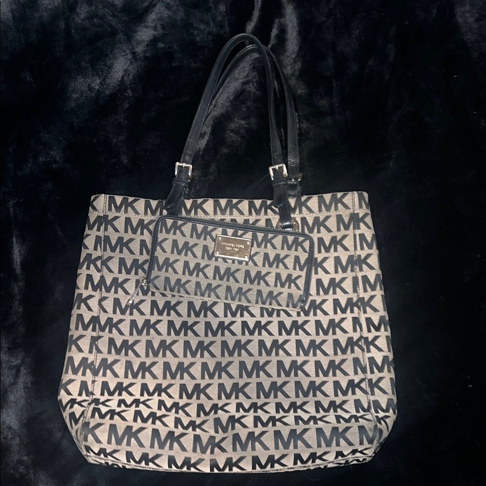 Michael Kors Black and Tan Logo Tote